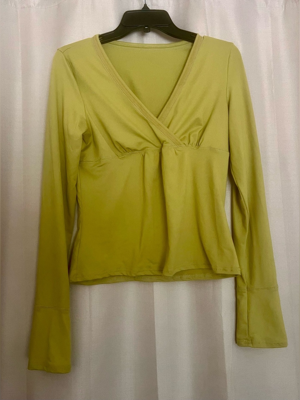 SHEIN Y2K Lime Green Bell Sleeve V Neck Top Medium
